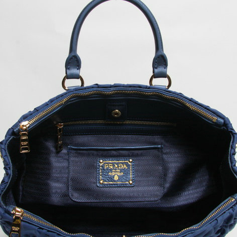 2014 Prada gaufre nylon fabric tote bag BN2390 blue - Click Image to Close